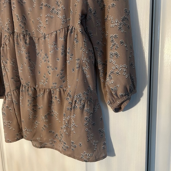 Hippie style flower pattern brown long sleeve shirt - Picture 7 of 7